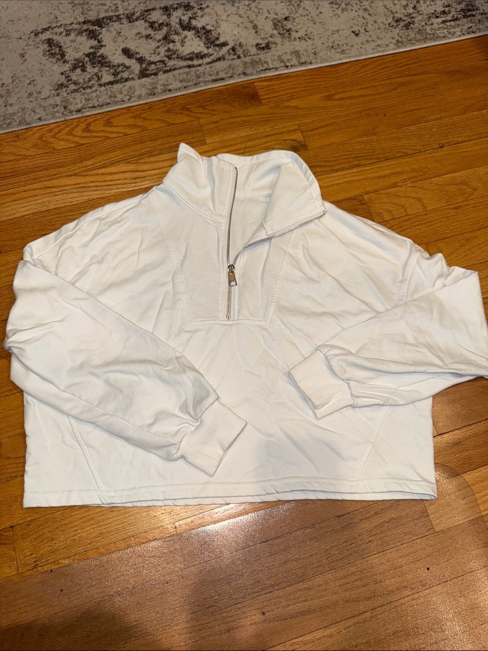 Amazon White Women's Cropped Quarter-Zip Sweater